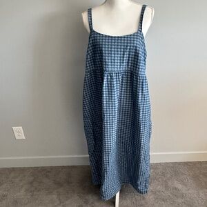 NEXT Gingham Sleeveless Denim Midi Dress / Jumper Size 12